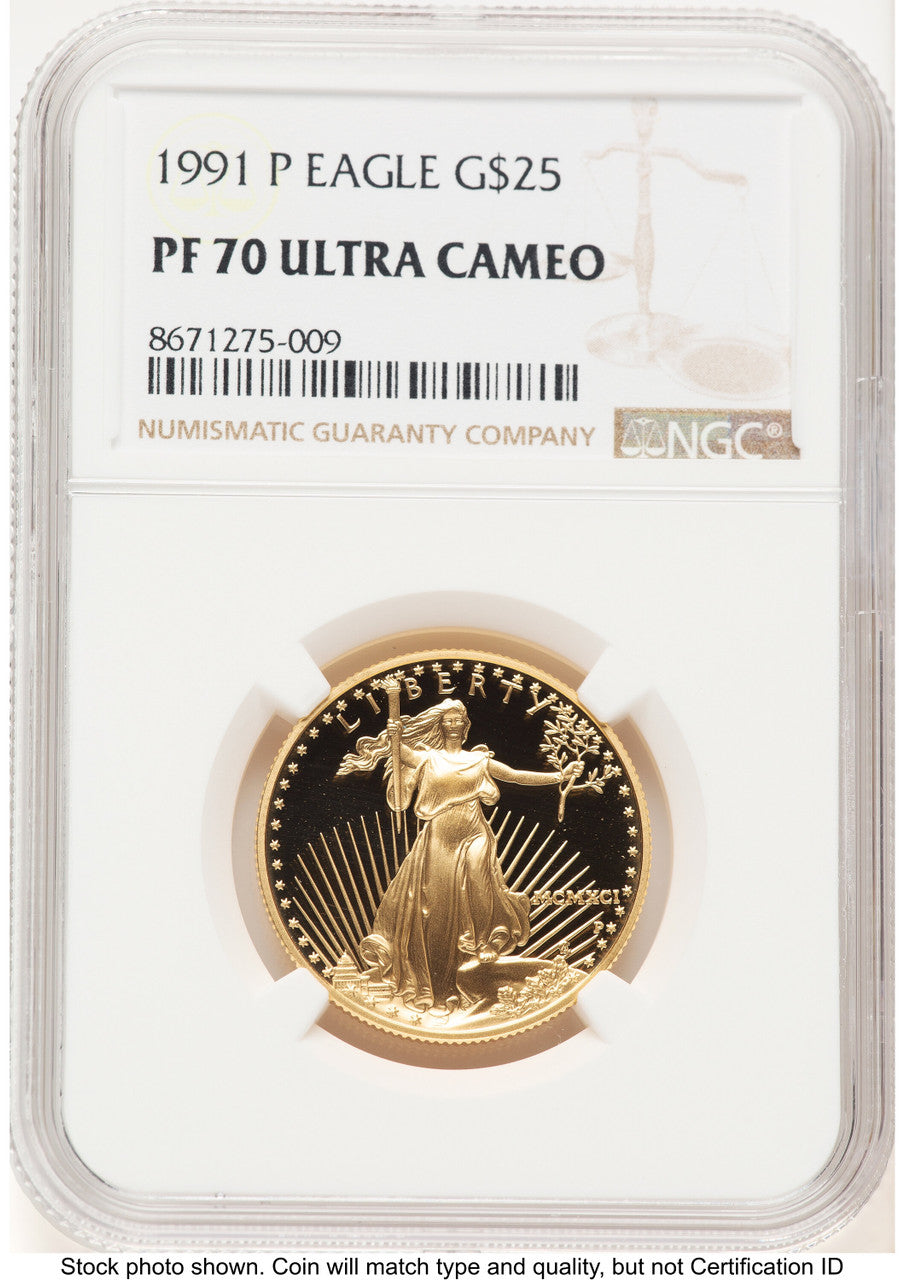 1991-P Proof Gold Eagle 1/2 oz Brown Label NGC PF70 (521824086)