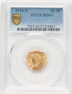 1914-D $2.50 Indian Quarter Eagle PCGS MS64 (521827012)