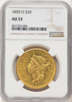 1850-O $20 Liberty Double Eagle NGC AU53