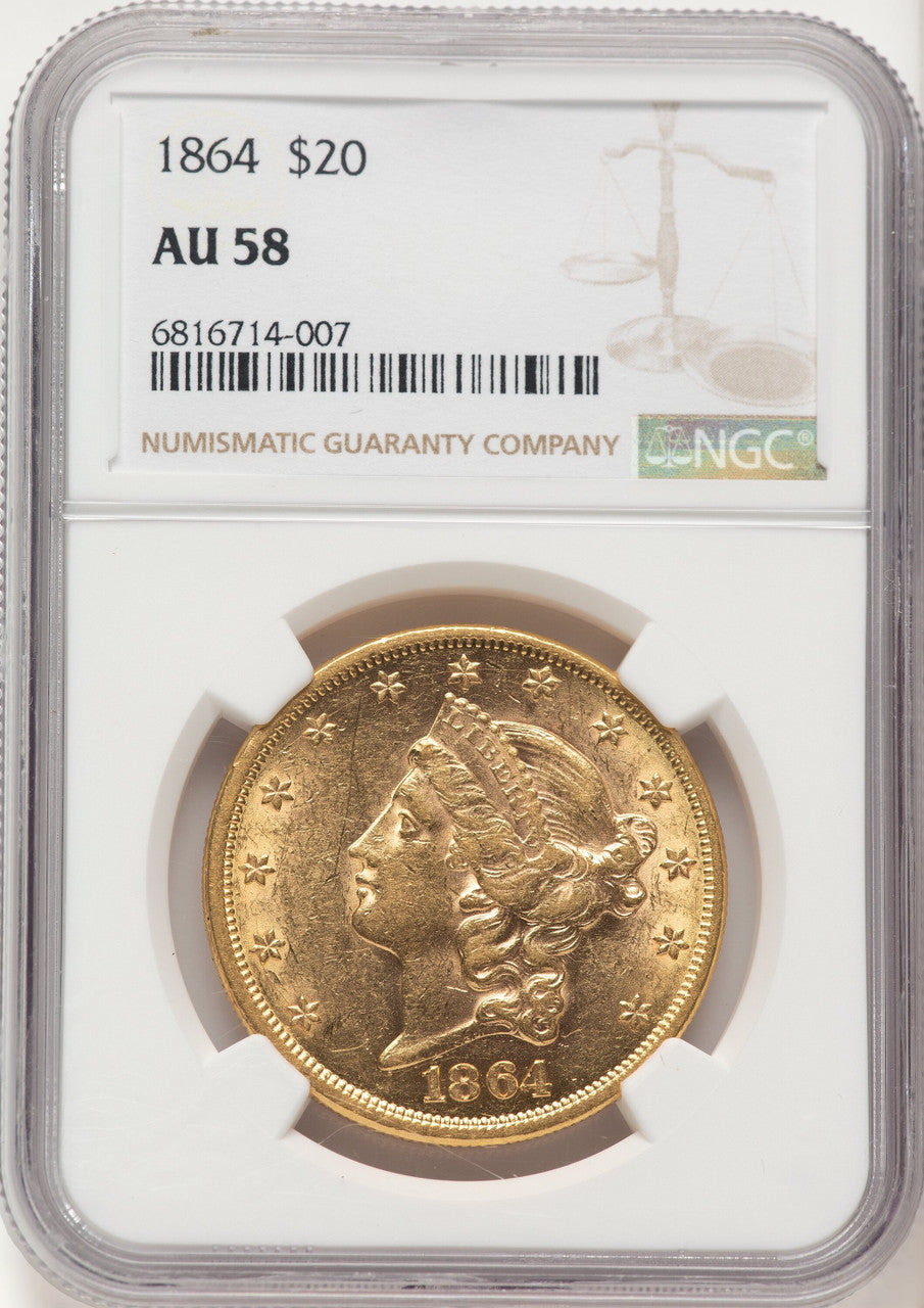1864 $20 Liberty Double Eagle NGC AU58 (521828018)