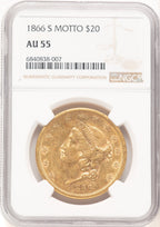 1866-S $20 MOTTO Liberty Double Eagle NGC AU55 (521828021)
