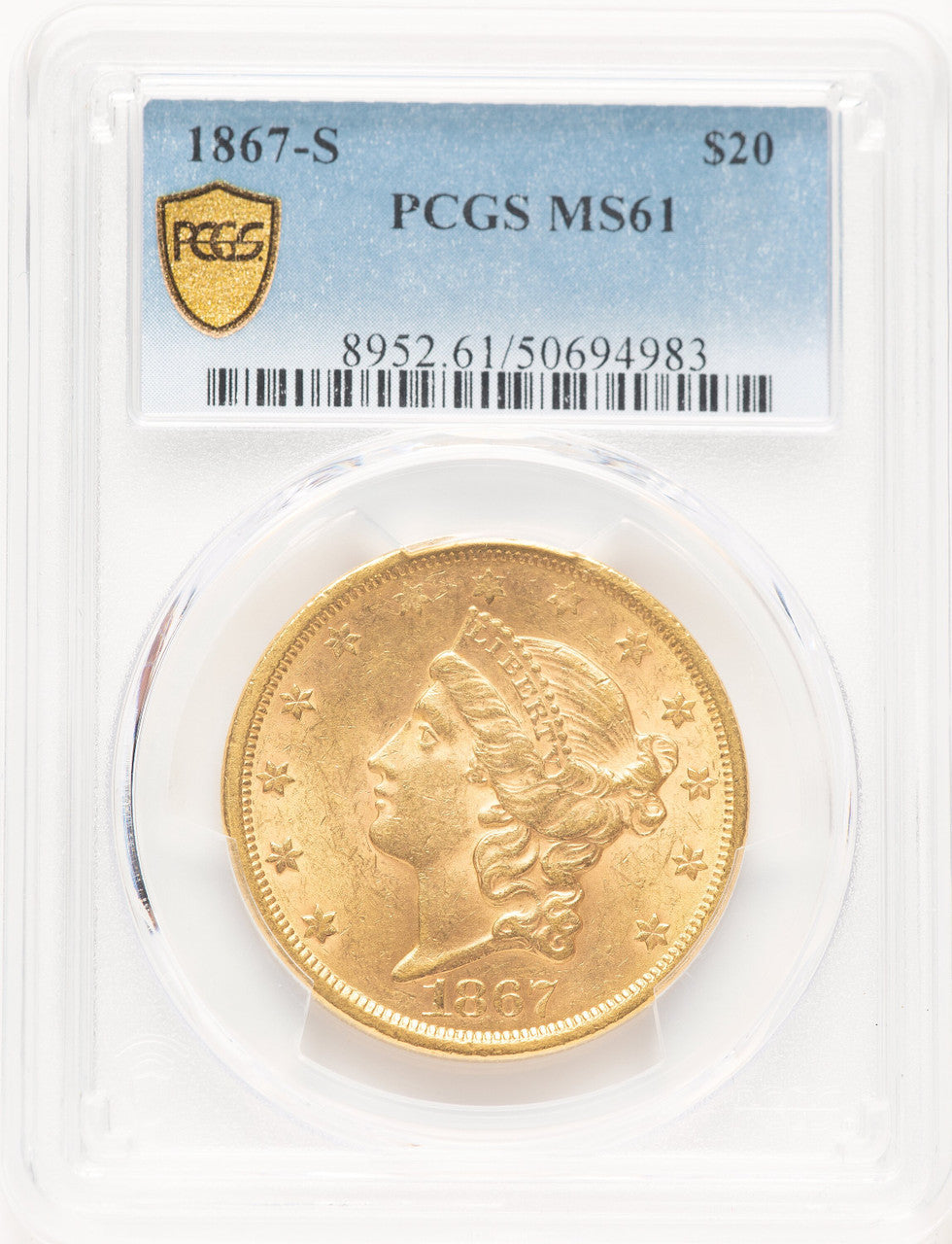 1867-S $20 Liberty Double Eagle PCGS MS61 (521828024)