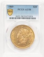 1869 $20 Liberty Double Eagle PCGS AU58 (521828028)