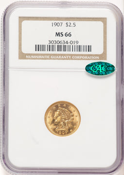 1907 $2.50 CAC Liberty Quarter Eagle NGC MS66 (521835019)