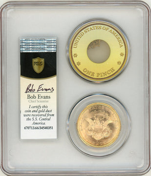 1857-S $20 Spike Shield S.S. Central America With Pinch CAC Liberty Double Eagle PCGS MS66