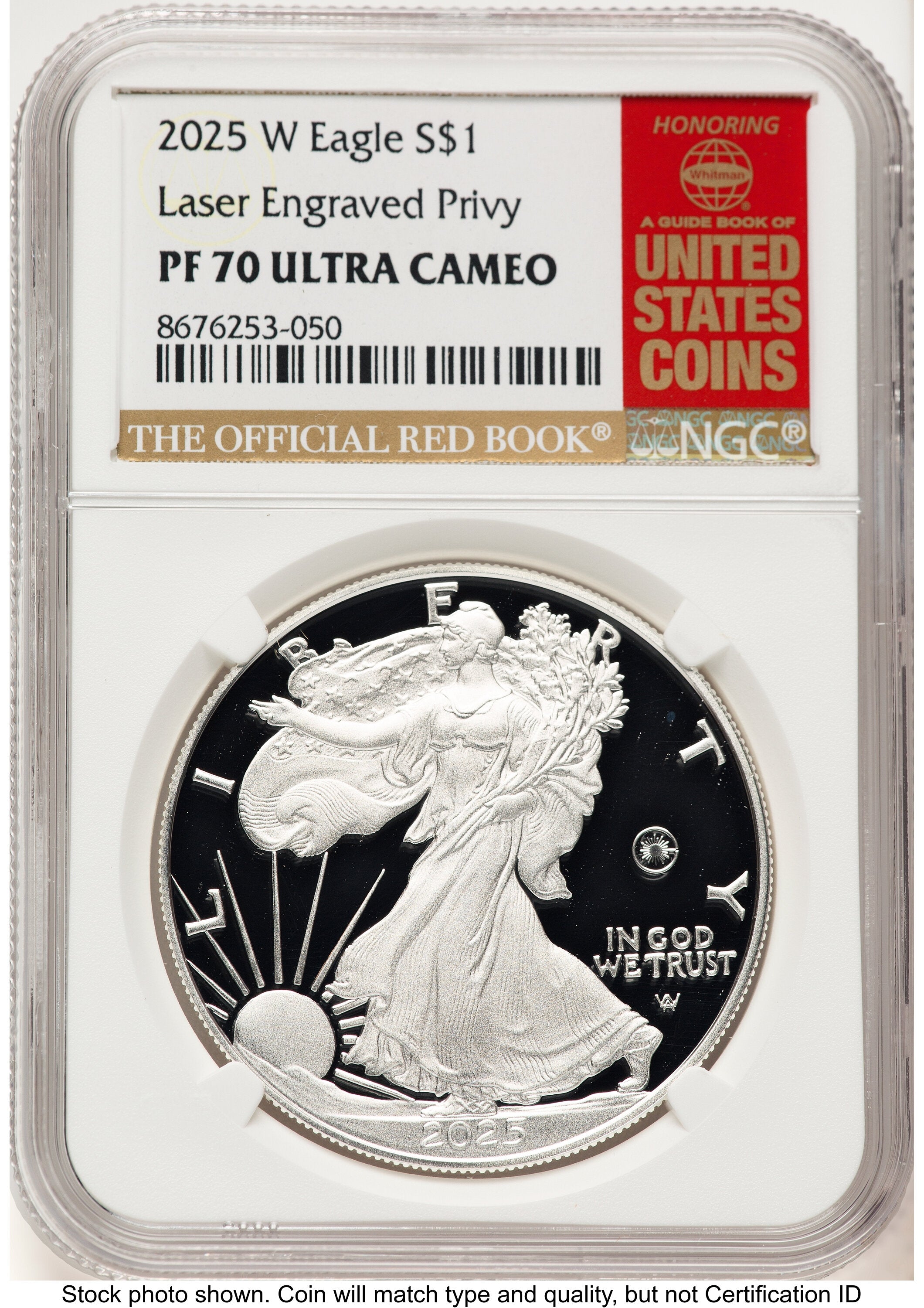 2025-W Proof Silver Eagle Privy Laser Engraved 1 oz Red Book NGC