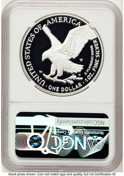 2025-W Proof Silver Eagle Privy U.S. Army 250th Anniversary 1 oz FDI Military Honor Orange NGC PF70