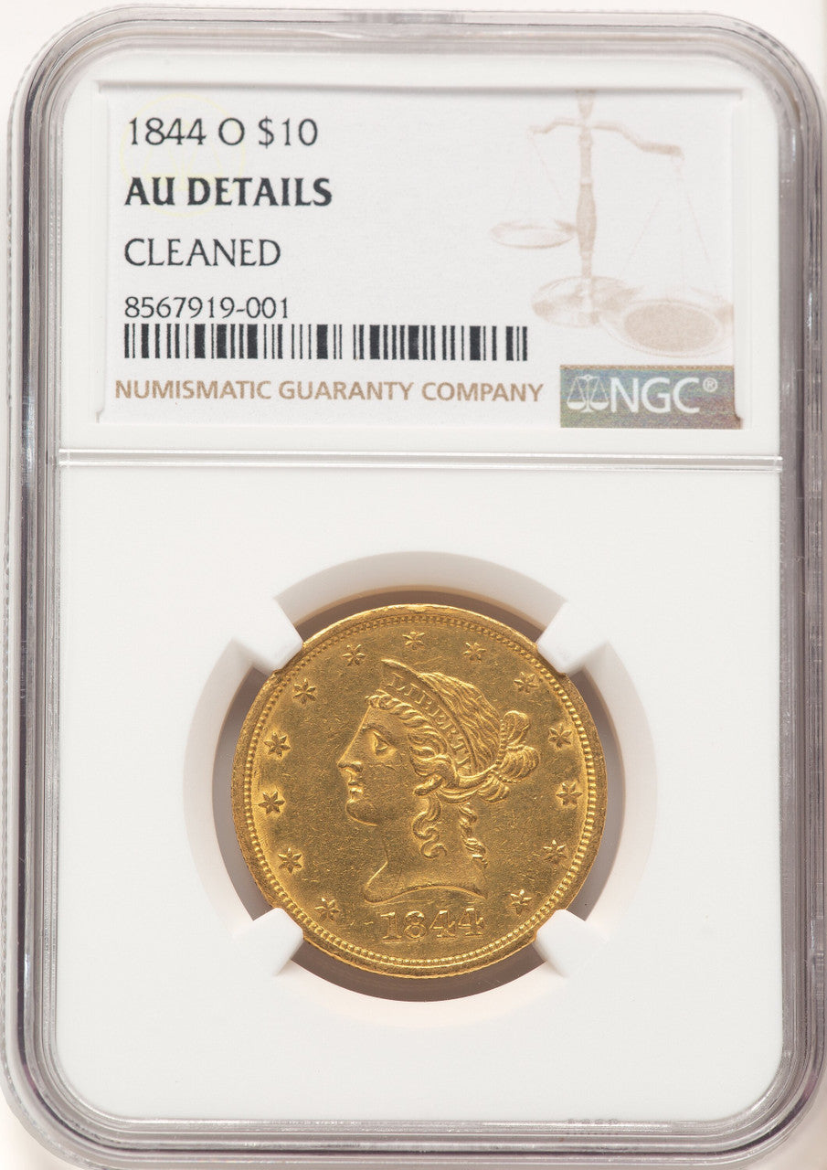 1844-O $10 Liberty Eagle Details NGC AU50