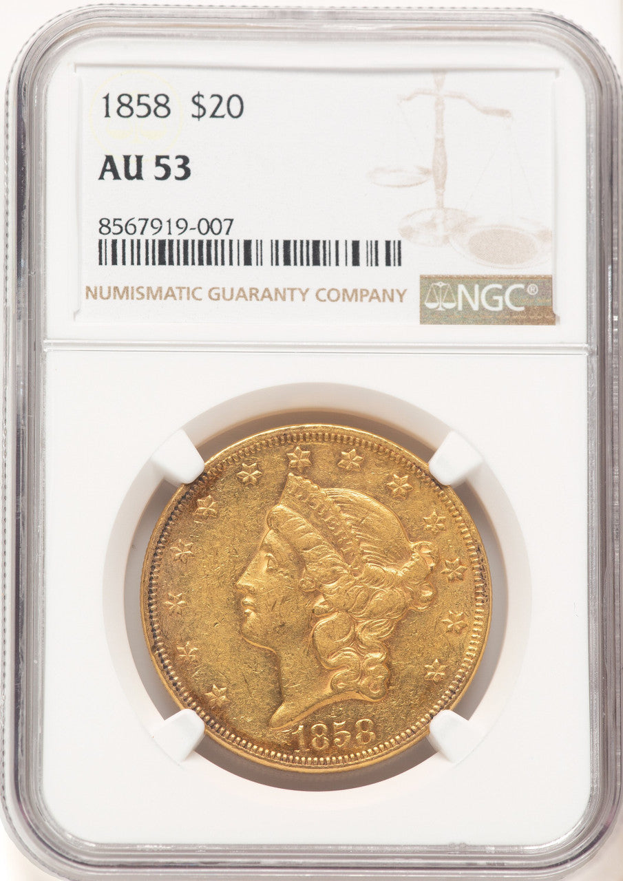 1858 $20 Liberty Double Eagle NGC AU53 (521986010)