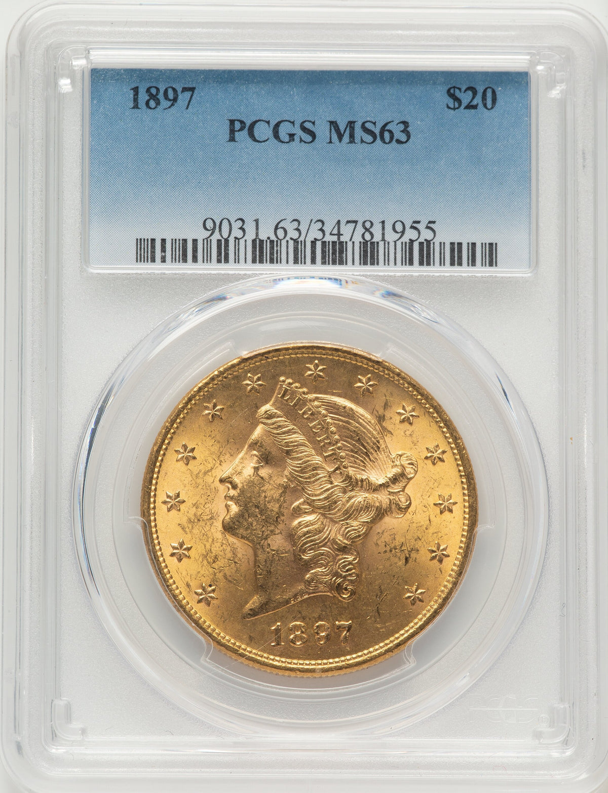 1897 $20 Liberty Double Eagle PCGS MS63
