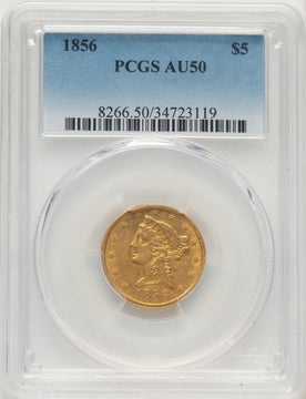 1856 $5 Liberty Half Eagle PCGS AU50