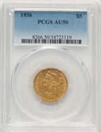 1856 $5 Liberty Half Eagle PCGS AU50