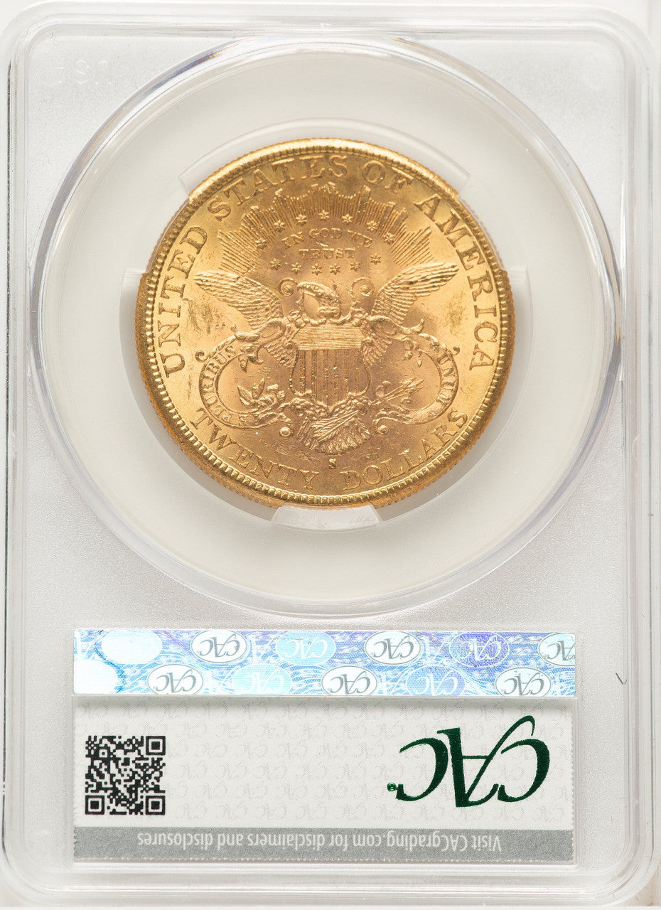 1890-S $20 Liberty Double Eagle CACG MS62