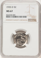 1935-D 5C Buffalo Nickel NGC MS67