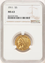 1911 $5 Indian Half Eagle NGC MS63 (522030021)
