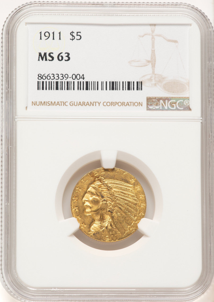 1911 $5 Indian Half Eagle NGC MS63 (522030021)