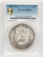 1893-CC Morgan Dollar PCGS MS63 (522030048)