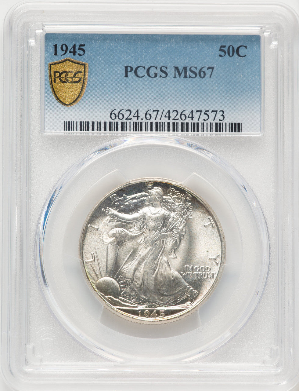 1945 50C Walking Liberty Half Dollar PCGS MS67 (522045005)