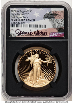 2021-W Type 2 Proof Gold Eagle 1 oz FDI Jennie NGC PF70 Norris