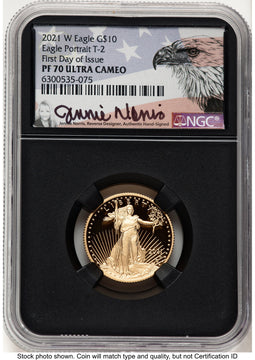 2021-W Type 2 Proof Gold Eagle 1/4 oz FDI Jennie NGC PF70 Norris