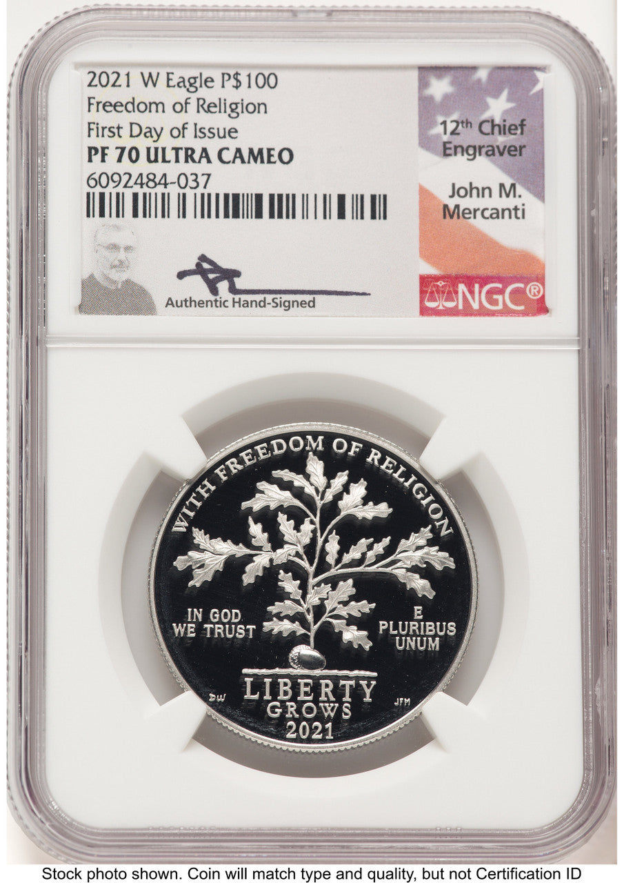 2021-W Proof Platinum Eagle 1 oz FDI John NGC PF70 Mercanti