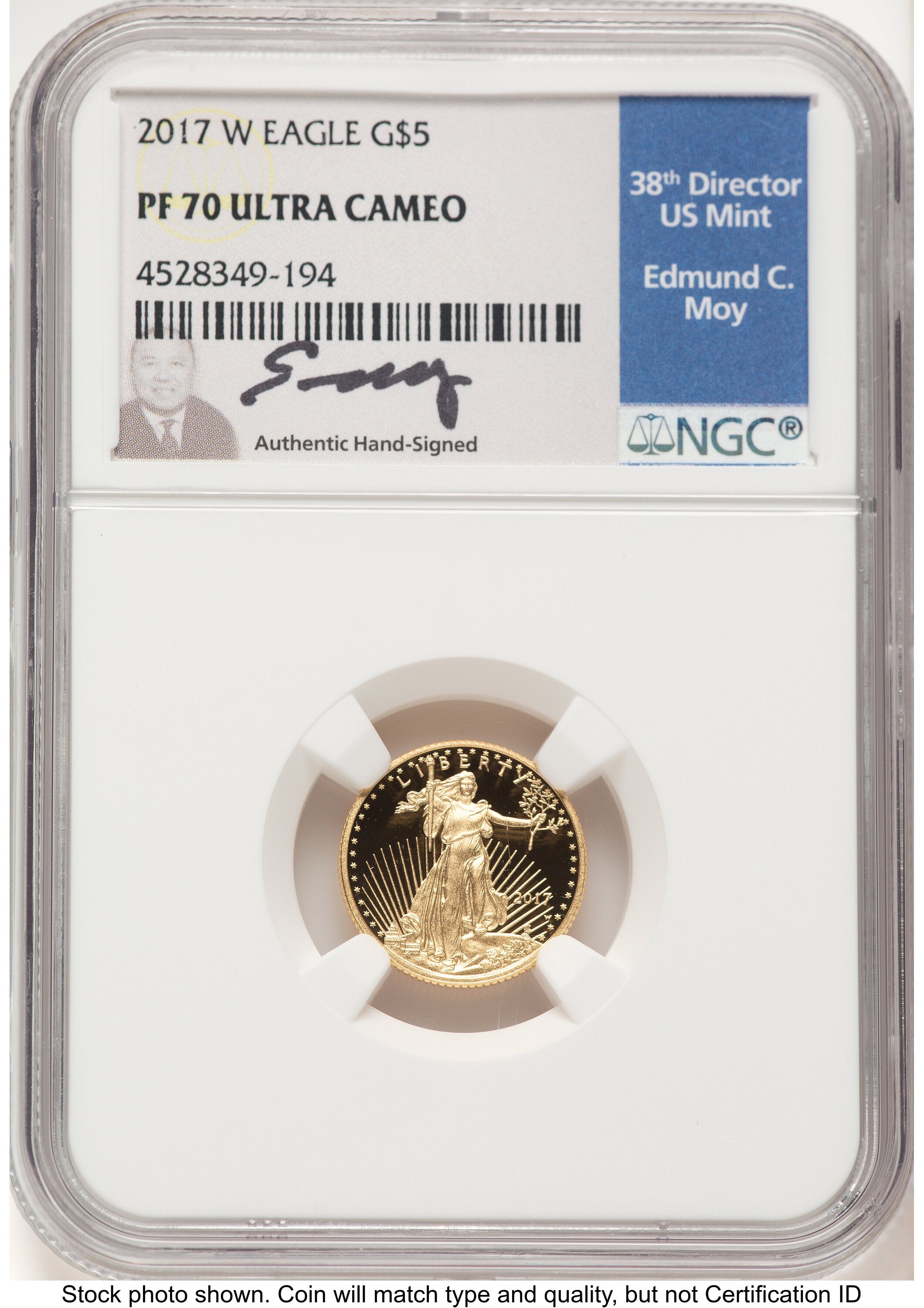 2017-W Proof Gold Eagle 1/10 oz NGC PF70 Ed Moy