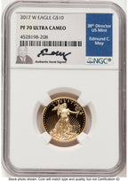 2017-W Proof Gold Eagle 1/4 oz NGC PF70 Ed Moy
