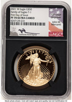 2021-W Type 1 Proof Gold Eagle 1 oz FDI John NGC PF70 Mercanti (522200071)