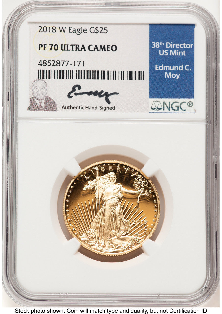 2018-W Proof Gold Eagle 1/2 oz NGC PF70 Ed Moy