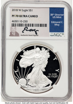 2018-W Proof Silver Eagle 1 oz NGC PF70 Ed Moy (522200088)