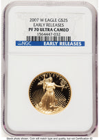 2007-W Proof Gold Eagle 1/2 oz ER Blue NGC PF70