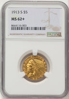 1913-S $5 Indian Half Eagle NGC MS62+