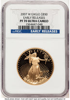 2007-W Proof Gold Eagle 1 oz ER Blue NGC PF70