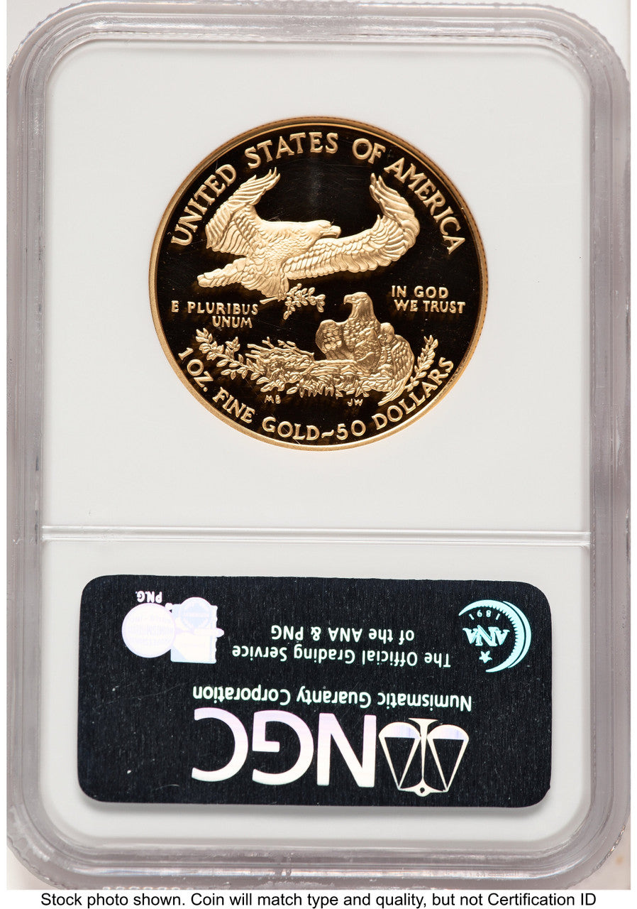 2007-W Proof Gold Eagle 1 oz ER Blue NGC PF70