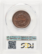 1856 1C Upright 5 BN Large Cent PCGS MS65