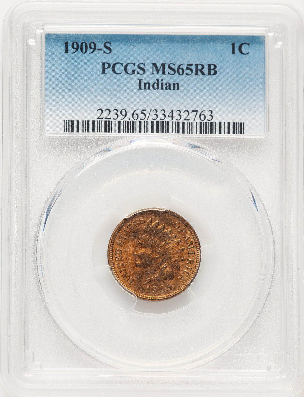 1909-S 1C Indian RB Indian Cent PCGS MS65