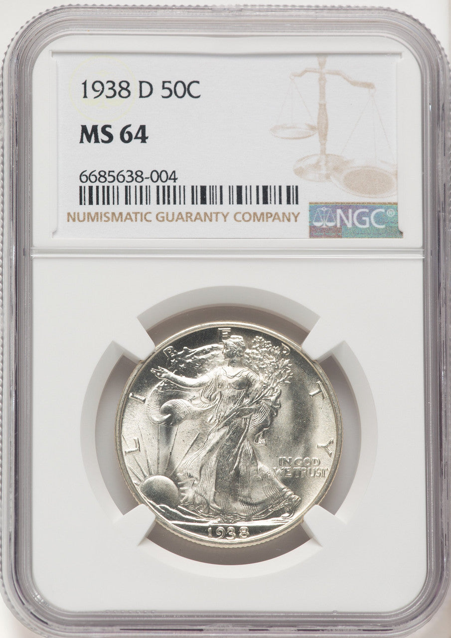 1938-D 50C Walking Liberty Half Dollar NGC MS64 (522233015)