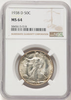 1938-D 50C Walking Liberty Half Dollar NGC MS64 (522233016)