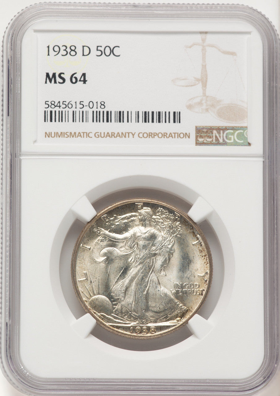 1938-D 50C Walking Liberty Half Dollar NGC MS64 (522233016)