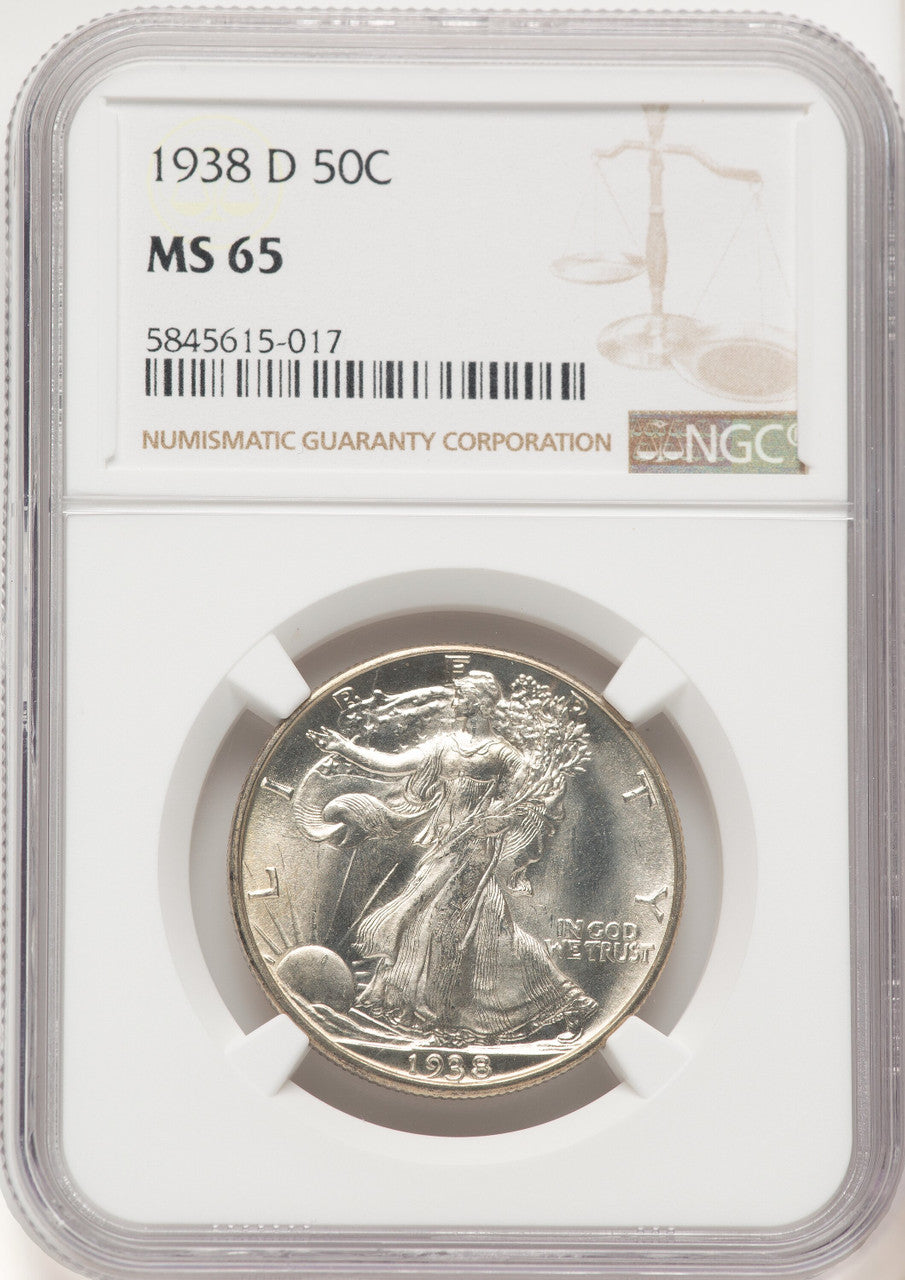 1938-D 50C Walking Liberty Half Dollar NGC MS65 (522233017)