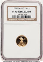 2007-W Proof Gold Eagle 1/10 oz Brown Label NGC PF70
