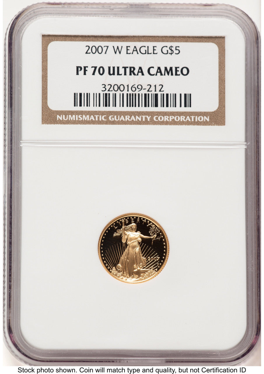 2007-W Proof Gold Eagle 1/10 oz Brown Label NGC PF70