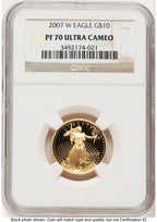 2007-W Proof Gold Eagle 1/4 oz Brown Label NGC PF70
