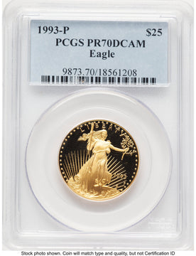 1993-P Proof Gold Eagle 1/2 oz Blue Label PCGS PR70