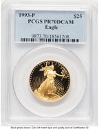 1993-P Proof Gold Eagle 1/2 oz Blue Label PCGS PR70