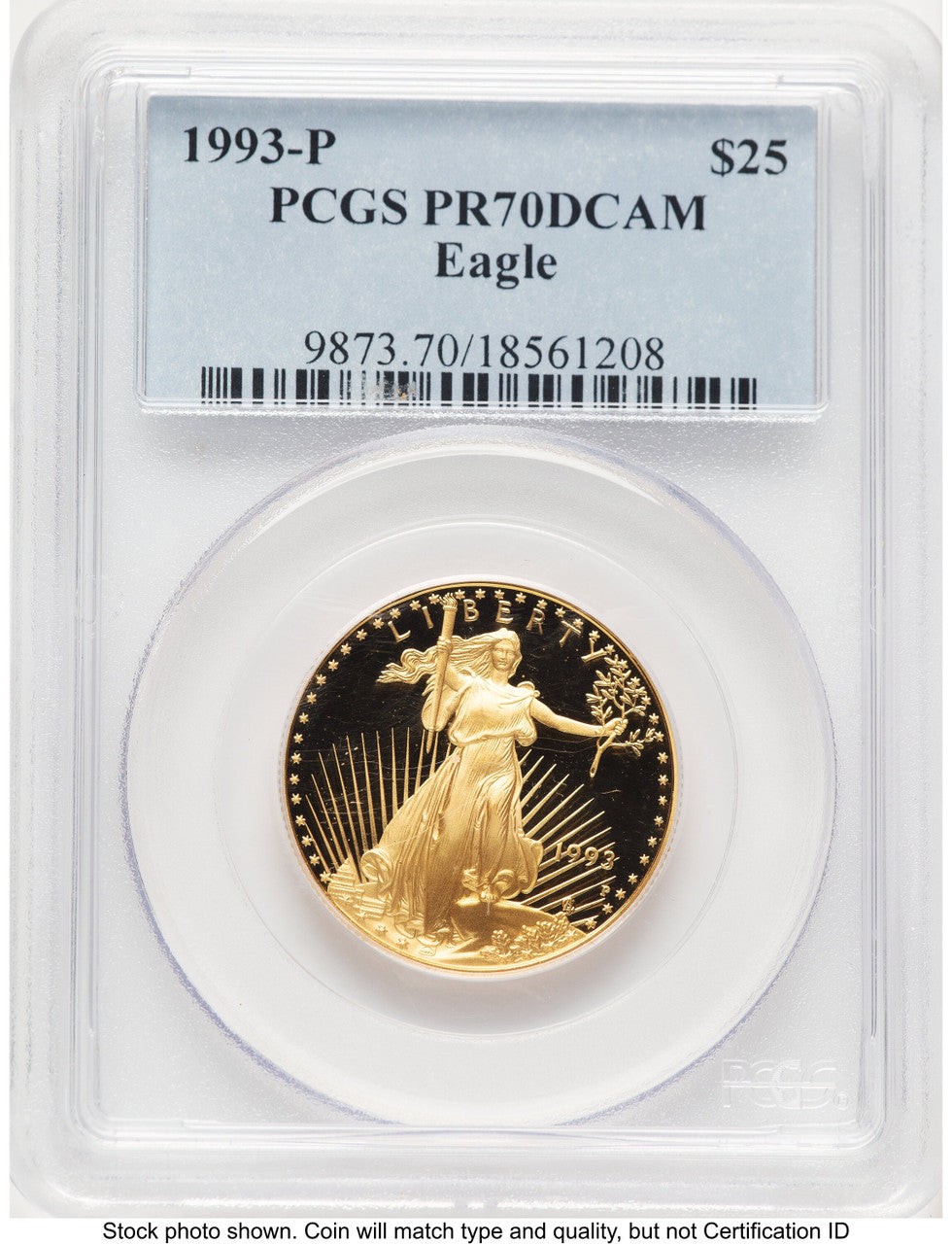 1993-P Proof Gold Eagle 1/2 oz Blue Label PCGS PR70