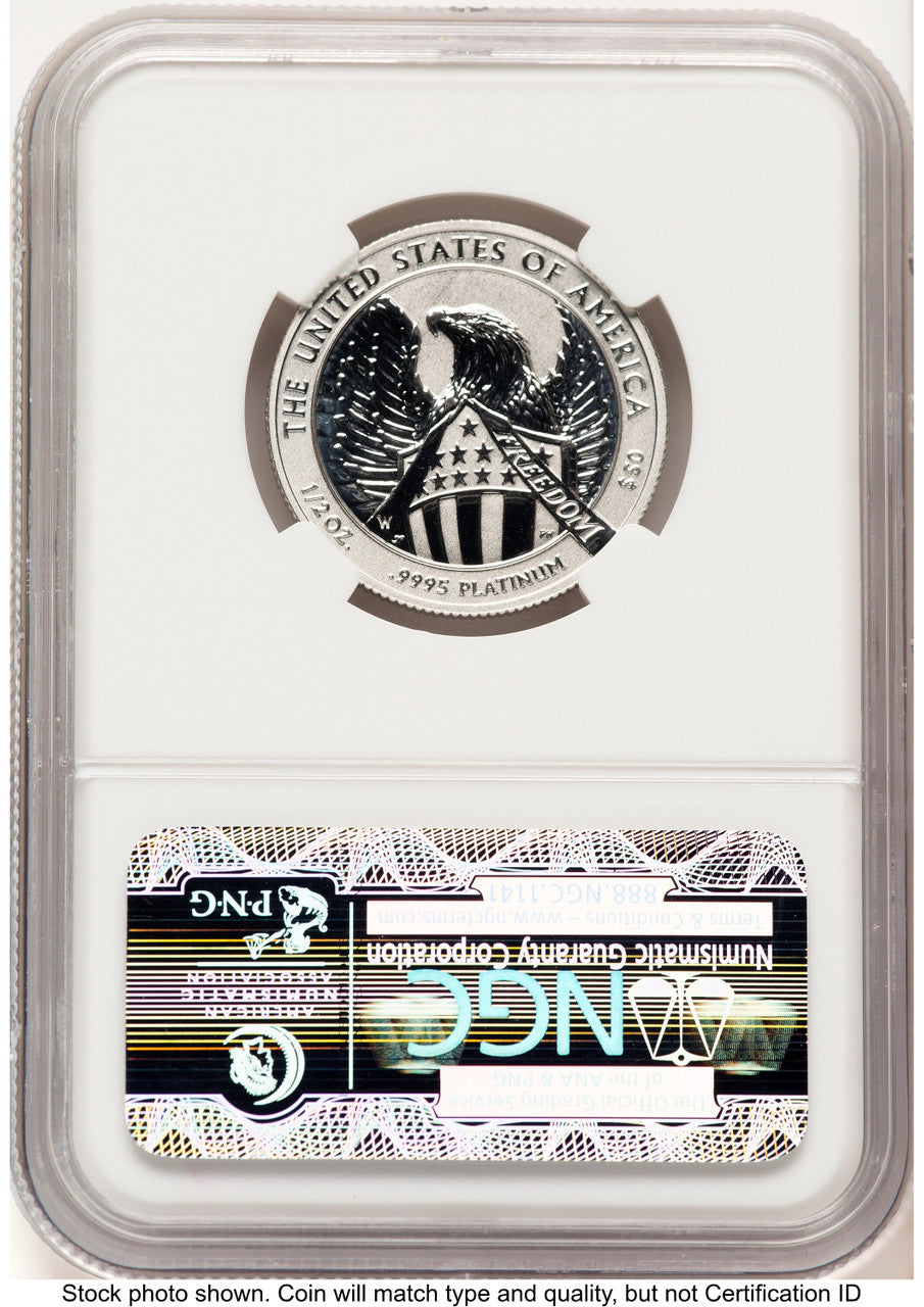 2007-W Reverse Proof Platinum Eagle 1/2 oz 10th Anniversary Label NGC PF70