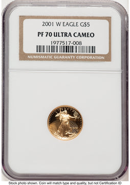 2001-W Proof Gold Eagle 1/10 oz Brown Label NGC PF70