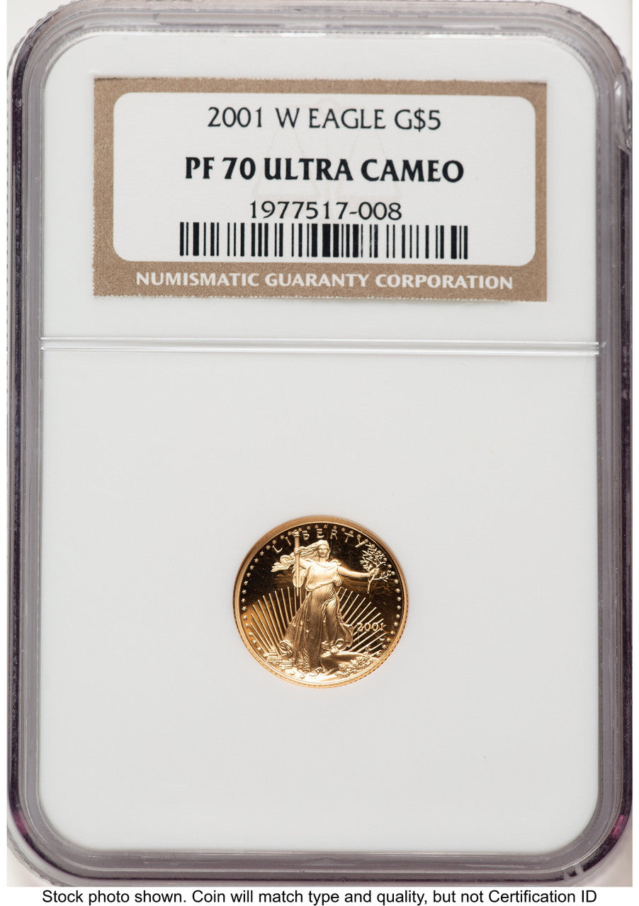 2001-W Proof Gold Eagle 1/10 oz Brown Label NGC PF70