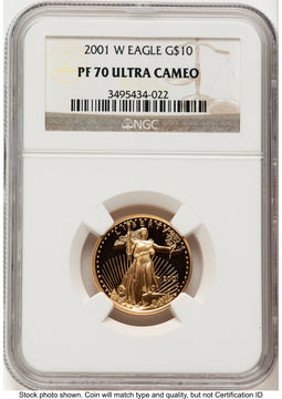 2001-W Proof Gold Eagle 1/4 oz Brown Label NGC PF70